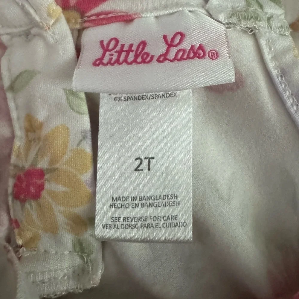 Little Lass Floral Ruffle Sleeve Dress 2T Pink Orange Spring